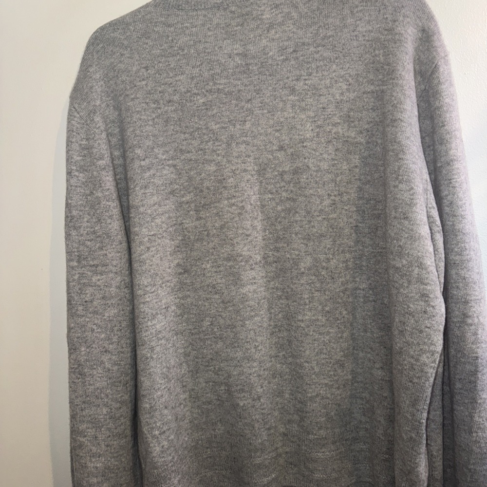 27 Miles Malibu Gray 100% Cashmere Peace Sign Intarsia Crewneck Sweater Large - Picture 13 of 13